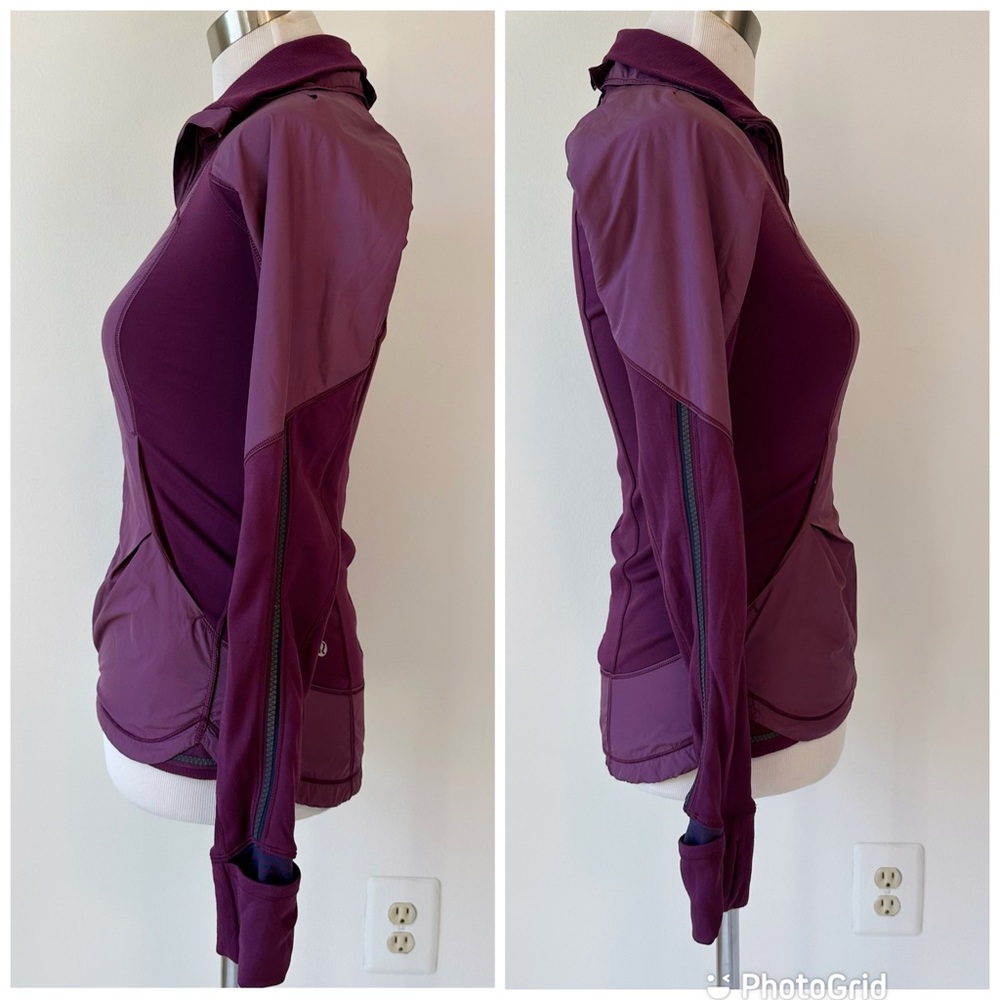 Lululemon Can’t Stop Jacket in Mini Hyper Stripe Plum Matte Glyde Rulu, size 4 - Picture 3 of 16